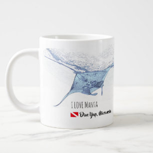 Grande Manta ray silhoule fosco caneca de café