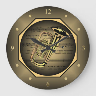 Grande Marca de relógio ~ Tuba ~ Folha de música ~ 