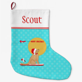 Grande Meia de Natal Aquática de Cão Surfando no Dia de N
