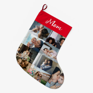 Grande Meia de Natal com Colagem de Fotos Personalizadas