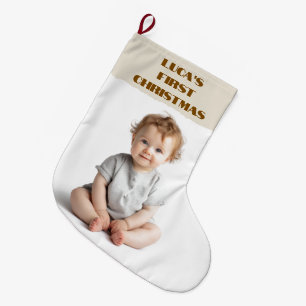 Grande Meia de Natal com Foto e Nome do Bebê