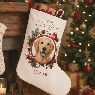 Grande Meia de Natal com Foto Personalizada de Animal de