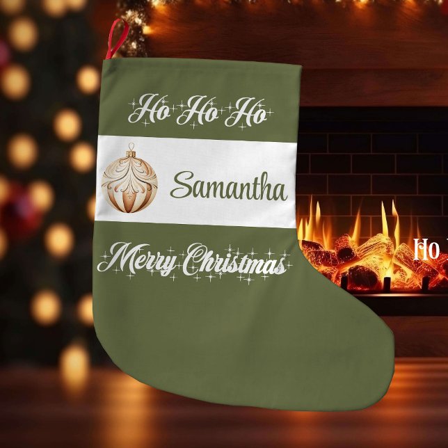 Grande Meia de Natal com Letra Nórdica Personalizada (Earthy colors Christmas stocking,
simple classic warmish watercolor,
rustic  earthy tones Merry Chri)