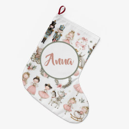 Grande Meia de Natal com Nome Personalizado Padrão Pastel