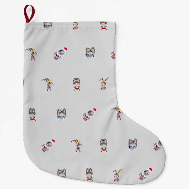 Grande meia de Natal com padrão de burro (Frente)