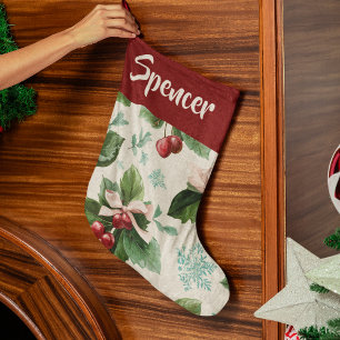 Grande Meia de Natal com Padrão de Férias Elegantes