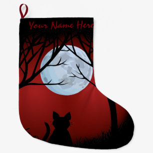 Grande Meia de Natal de Amante de Gato Personalizada Meia