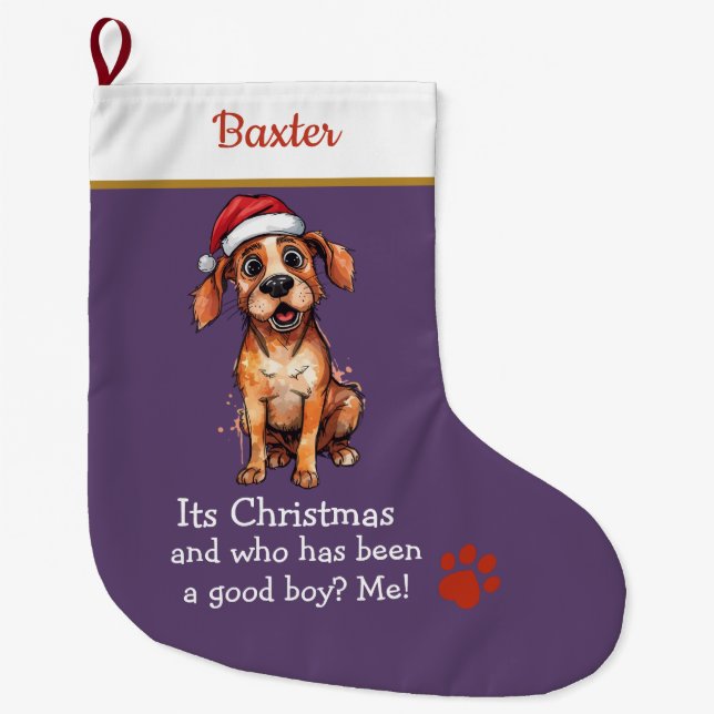 Grande Meia de Natal de Cachorro Fofo – com texto engraça (Frente)
