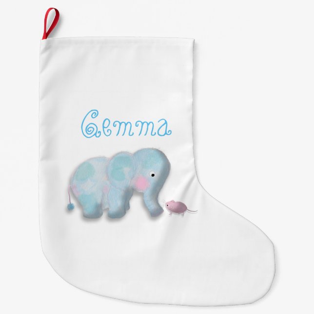 Grande Meia de Natal de elefante fofo personalizada (Frente)