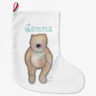 Grande Meia de Natal de urso fofo personalizada