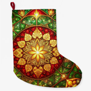 Grande Meia de Natal Decorativa Verde Vermelha