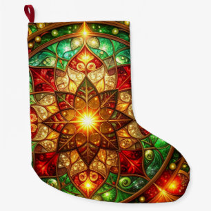 Grande Meia de Natal Decorativa Verde Vermelha