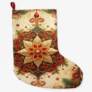 Grande Meia de Natal Decorativa Vermelha Verde