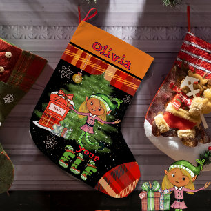 Grande Meia de Natal Infantil Menina Elfa Caprichosa