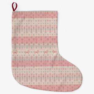 Grande Meia de Natal Minimalista Rosa Nórdica para Cachor