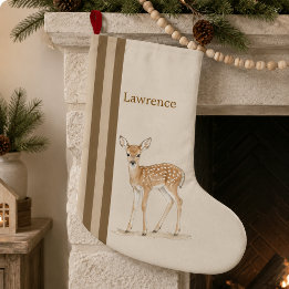 Grande Meia de Natal Nórdica Personalizada com Cervo Bebê