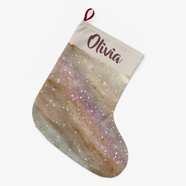 Grande Meia de Natal Personalizada com Brilho (Frente (Pendurada))
