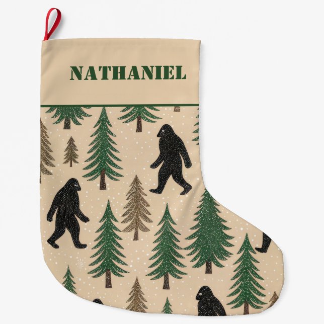 Grande Meia de Natal Personalizada de Duas Faces do Yeti  (Frente)