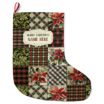 Meia De Natal Presente Embrulho Patchwork Vintage