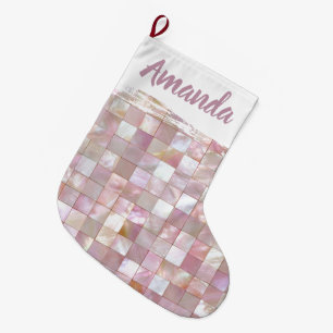 Grande Meia de Natal Rosa Brilhante