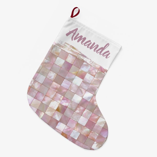 Grande Meia de Natal Rosa Brilhante (Frente (Pendurada))