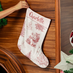 Grande Meia de Natal Rosa Toile Personalizada