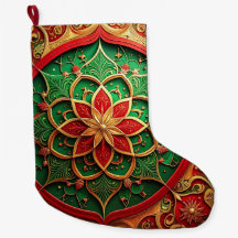 Meia de Natal Vermelha Dourada