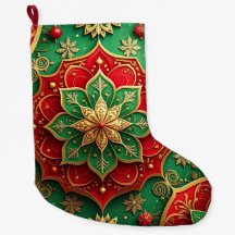 Meia de Natal Vermelho Dourado