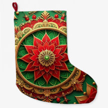 Meia de Natal Vermelho Dourado
