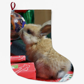 Grande meia do Natal do coelho de coelho do bebê