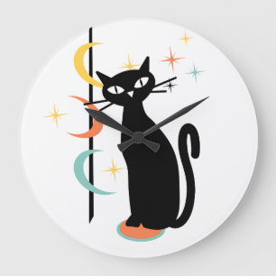 Grande Meio século Atômico de gato com relógio de lua