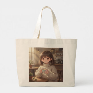 Grande Menina Caprichosa com Café Bolsa Tote