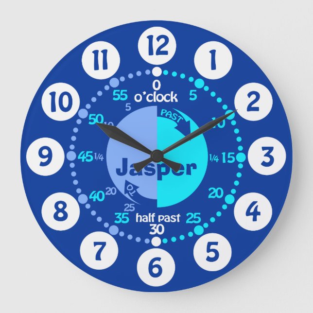 Grande Meninos aprendem a dizer o relógio azul de hora (Frente)