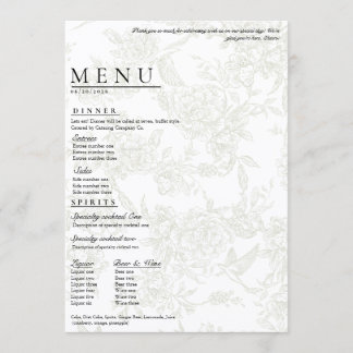 Grande Menu Floral de Casamento