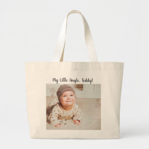 Grande Minha Foto de Teddy Anjo Bolsa Tote Personalizad