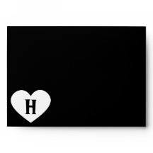 Grande monograma branco do coração & fundo preto