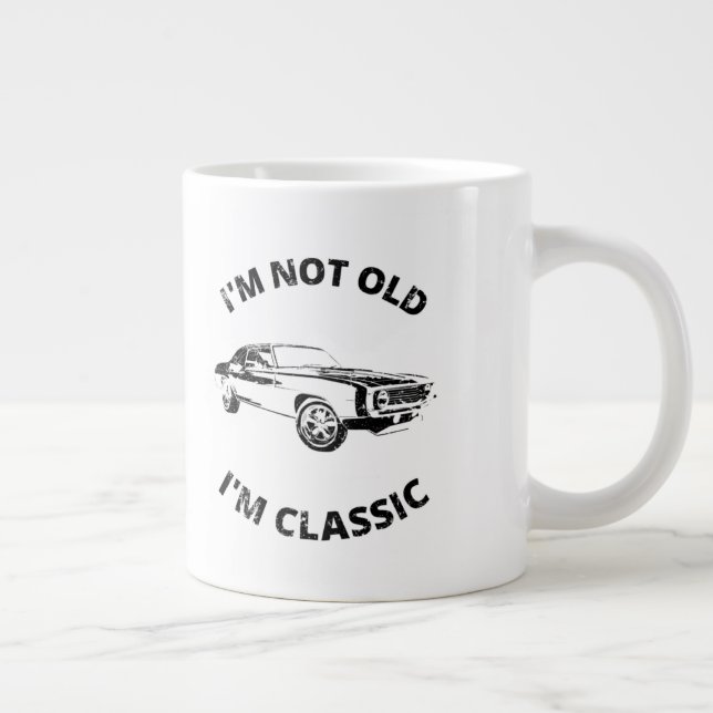 Grande Não Sou Velho Sou Clássico   Caneca de Café (Direita)