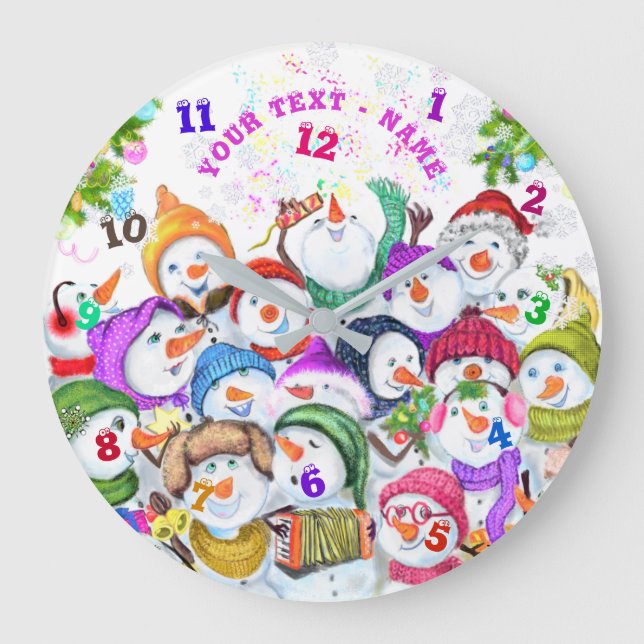 Grande Nome de Texto Personalizado do Relógio de Natal do (Frente)
