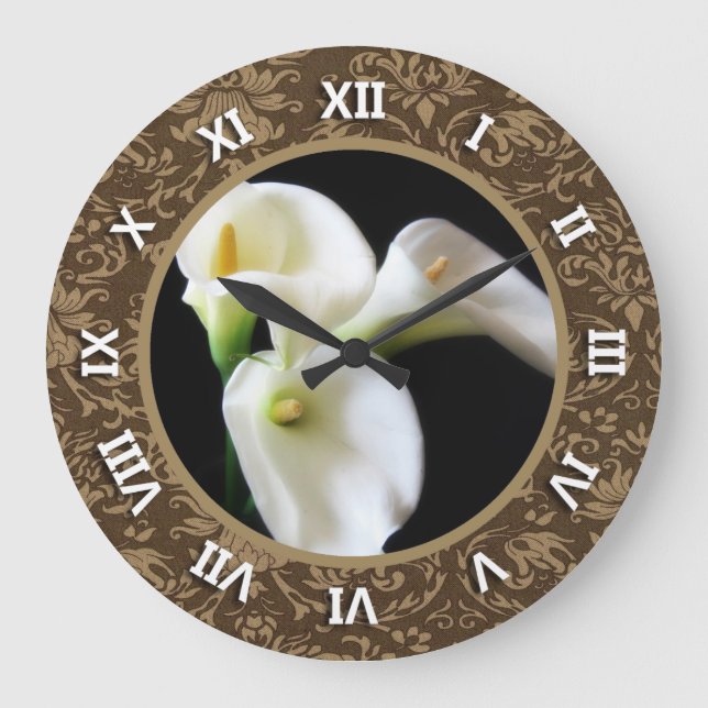Grande Numerais Romanos Virados Relógio com Calla Lilly (Frente)