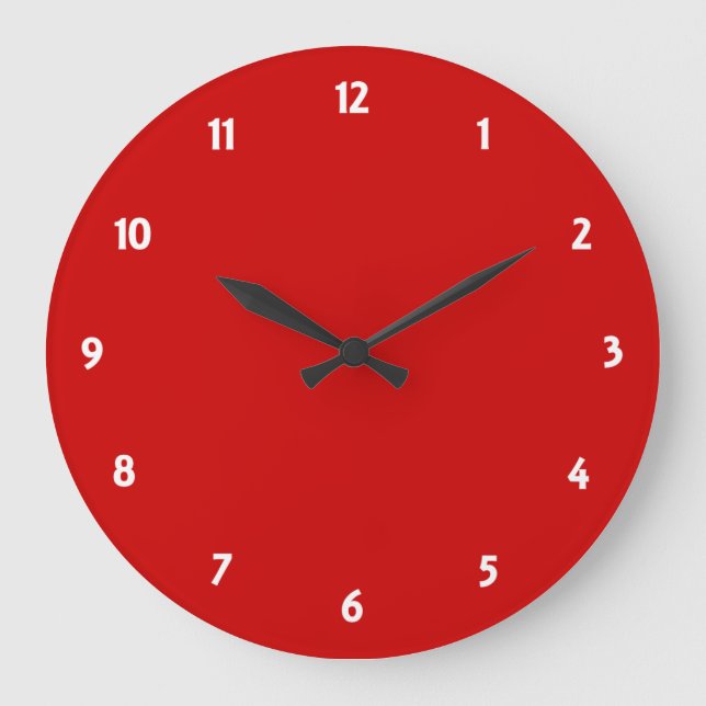 Grande Número branco de relógio face com relógio vermelho (Frente)