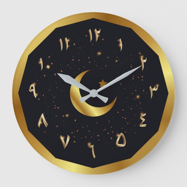 Grande Números árabes ouros com Lua e Relógio de Estrelas (Frente)