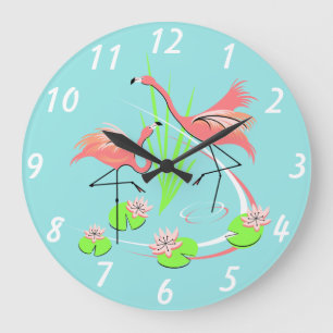 Grande Números de relógio Flamingo Fandango Duo redondos