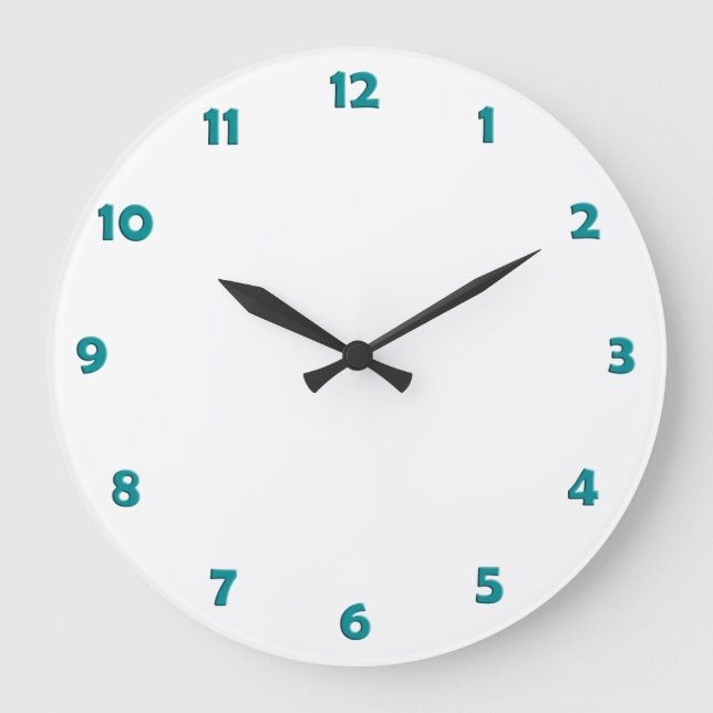 Grande Números de Rosto do Relógio - Verde oceânico (Frente)