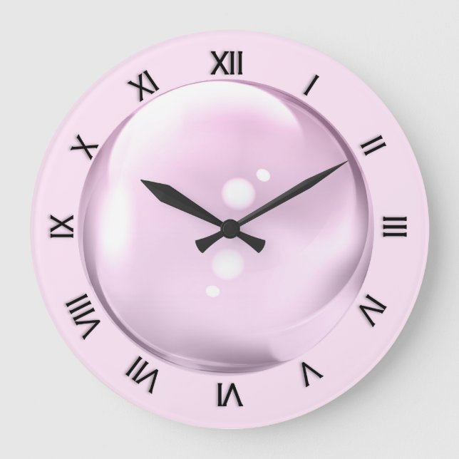 Grande Números Pretos do Relógio de Bolhas Rosa Exclusivo (Frente)