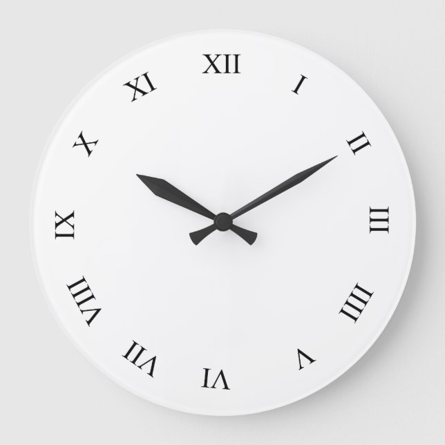 Grande Números romanos pretos Relógio Virado para Parede (Frente)