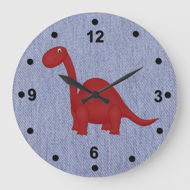 Grande Olhar de Denim Azul e Relógio do Dinossauro (Frente)