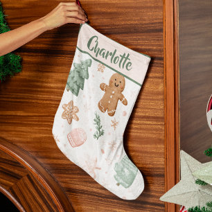 Grande Padrão Alegre de Feriado Pastel   Meia de Natal
