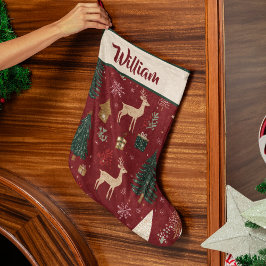 Grande Padrão Festivo de Férias Vermelho | Meia de Natal