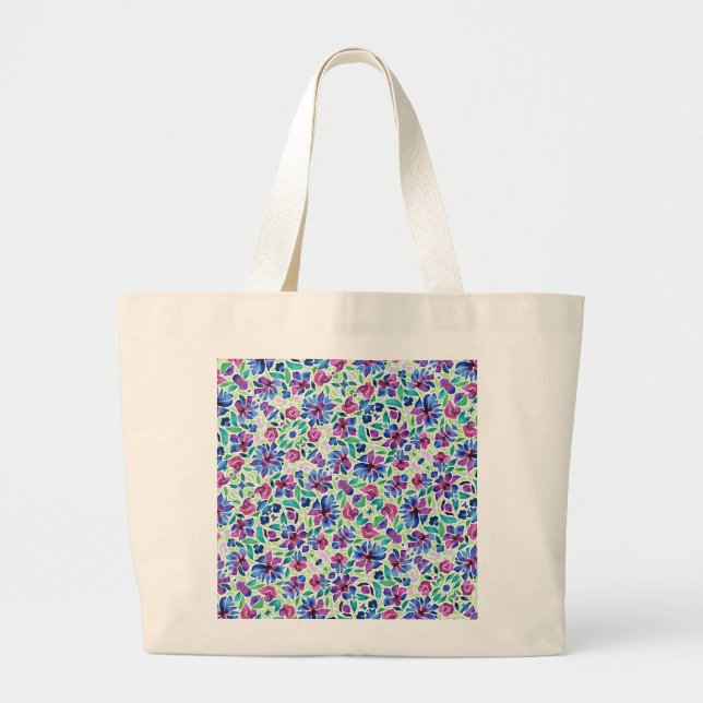 Grande Padrão Floral Abstrato - Bolsa Tote (Frente)