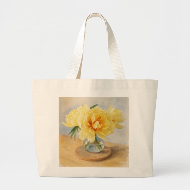 Grande Peônias Amarelas - Bolsa Tote (Frente)